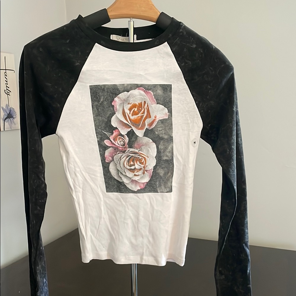 Full Tilt Black and White Shirt Floral Graphic
